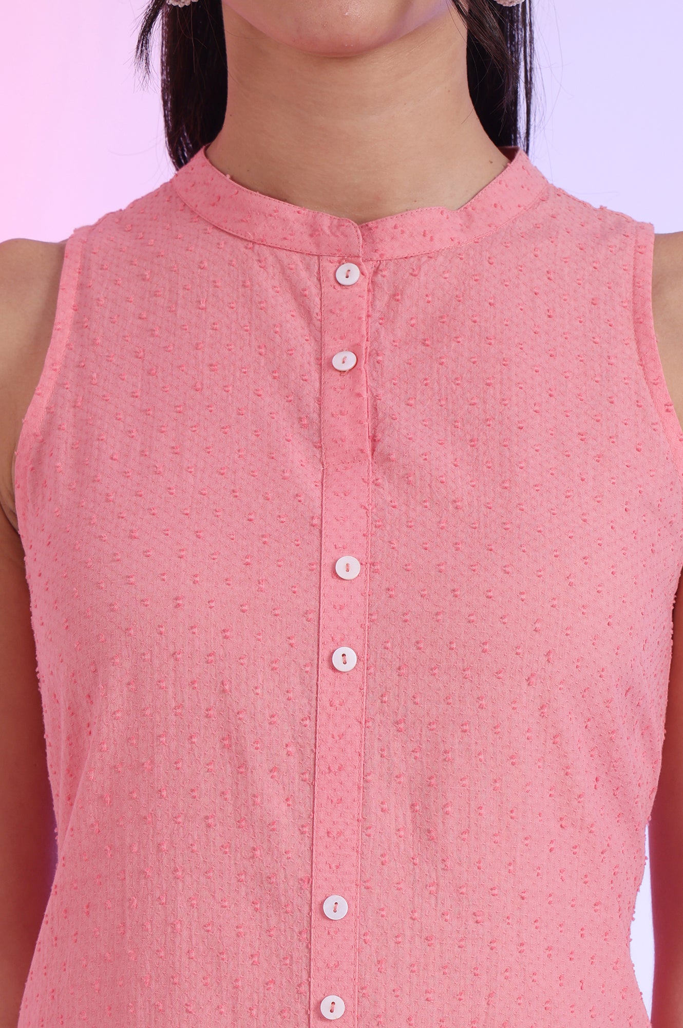 Pink Solid Straight Pure Cotton Kurta - Image 4