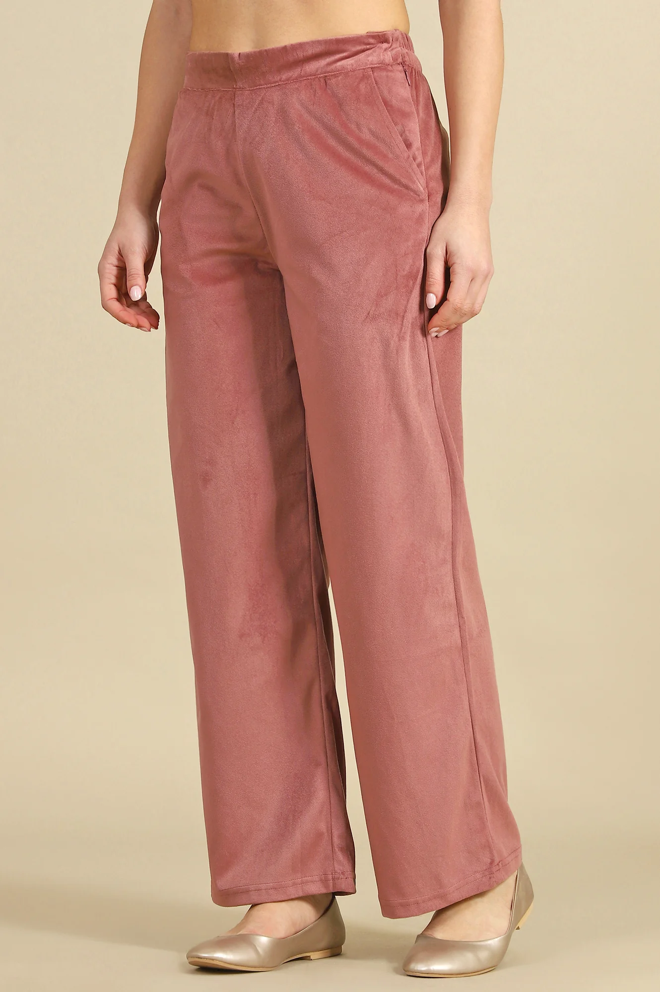 Pink Solid Wide Leg Pants with YKK Zipper - Image 4
