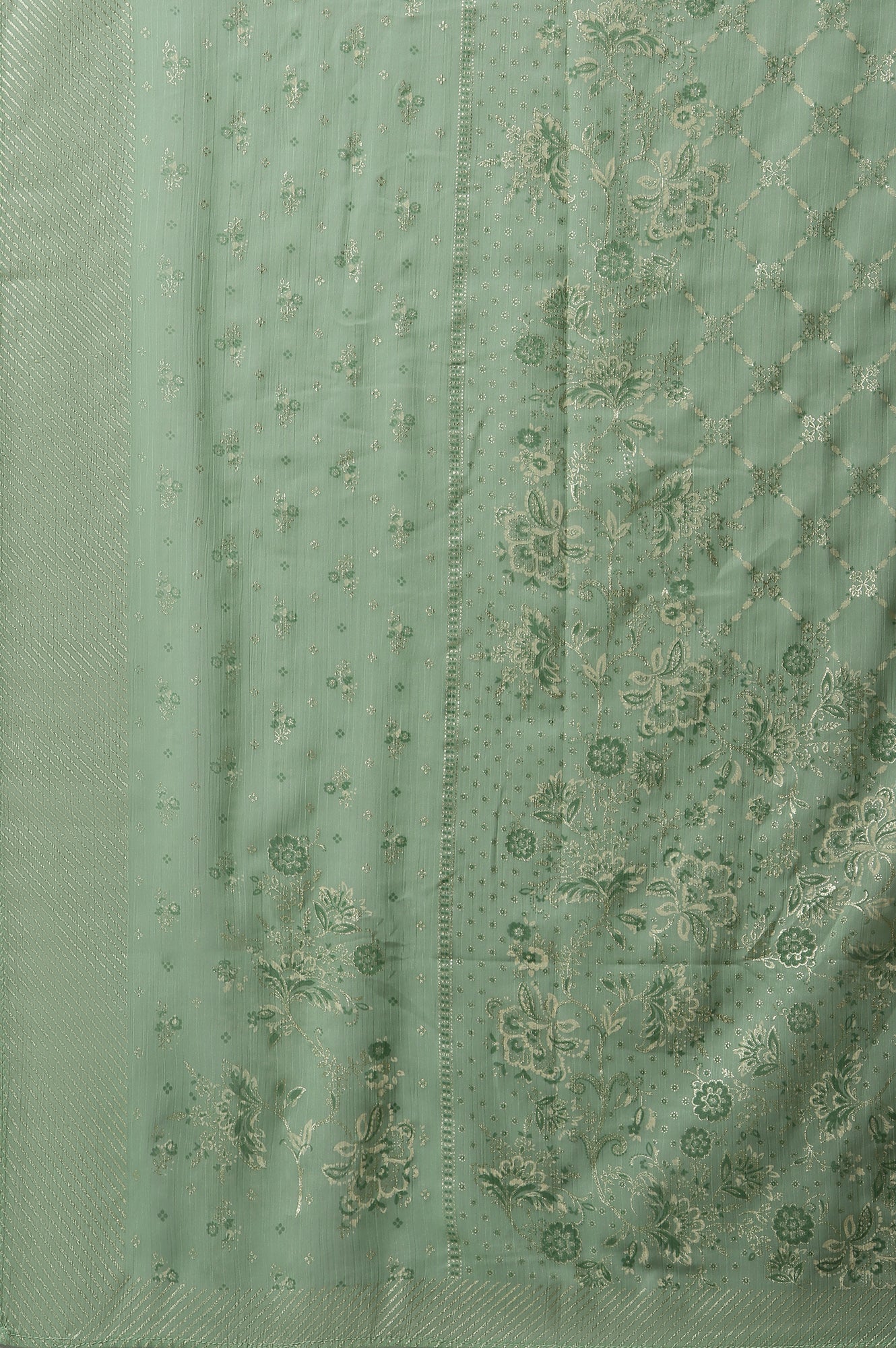 Pista Green Printed Silver Chiffon Dupatta - Image 5