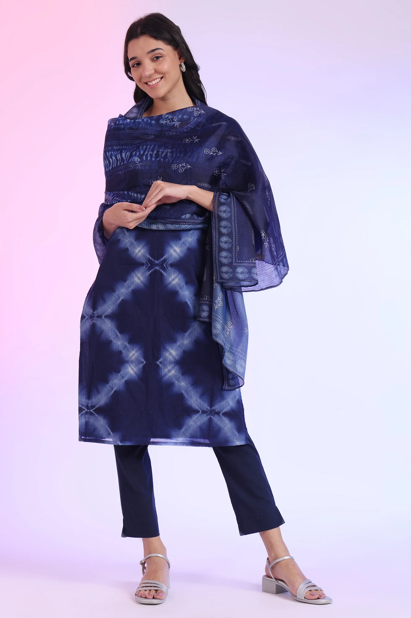 Blue Printed Kota Dupatta - Image 3