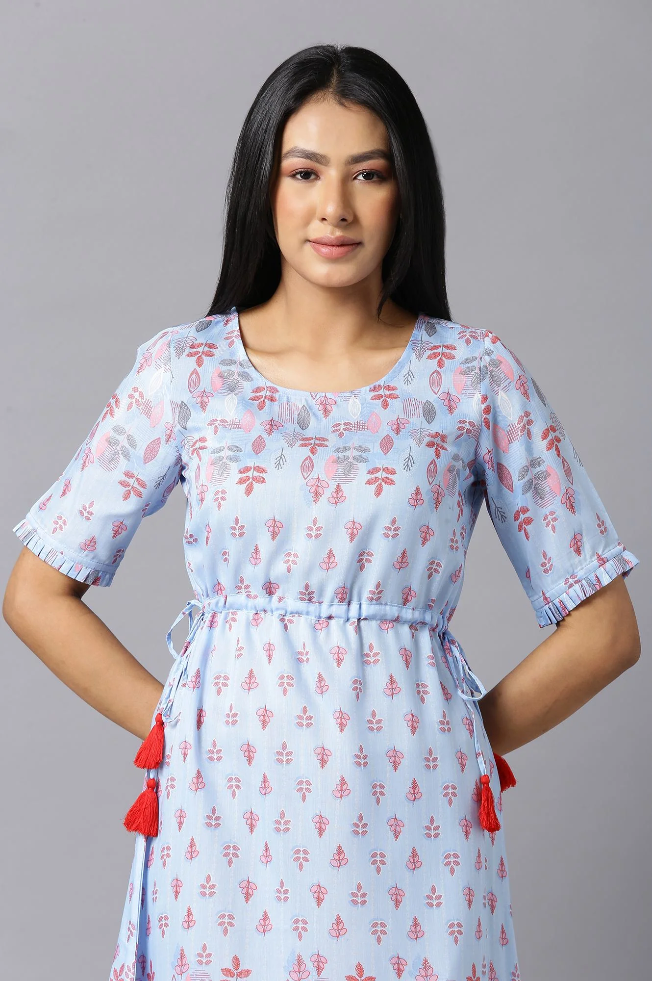 Aure Collection By Aurelia Blue Printed Dress - Image 5