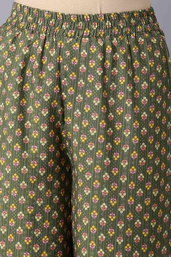 Aure Collection By Aurelia Olive Green Ethnic kurta And Palazzo Set - Image 6
