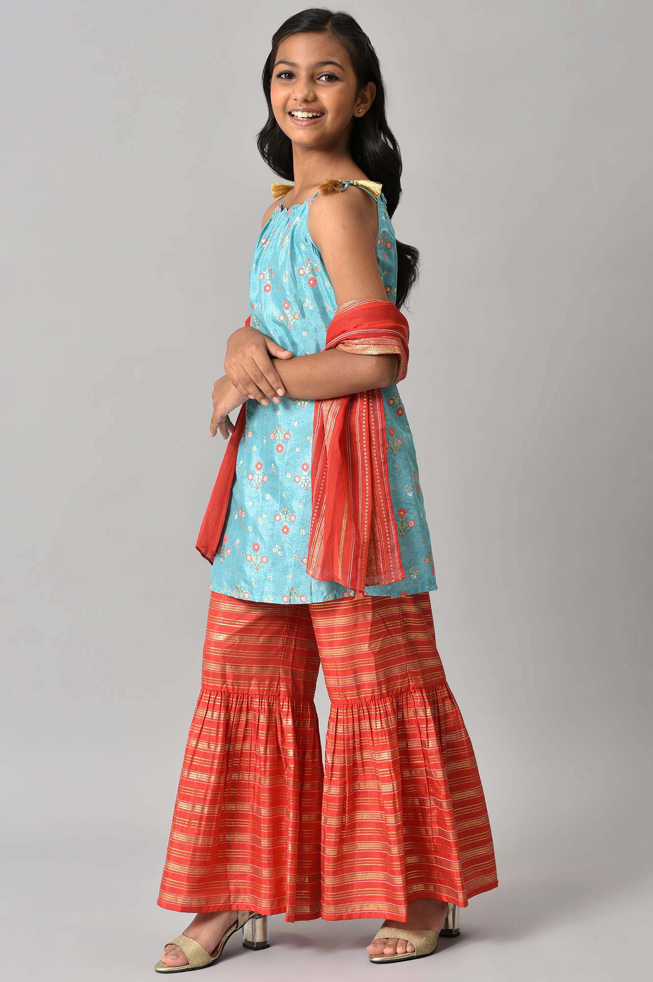Aurelia Girls Blue kurta-Sharara- - Image 3
