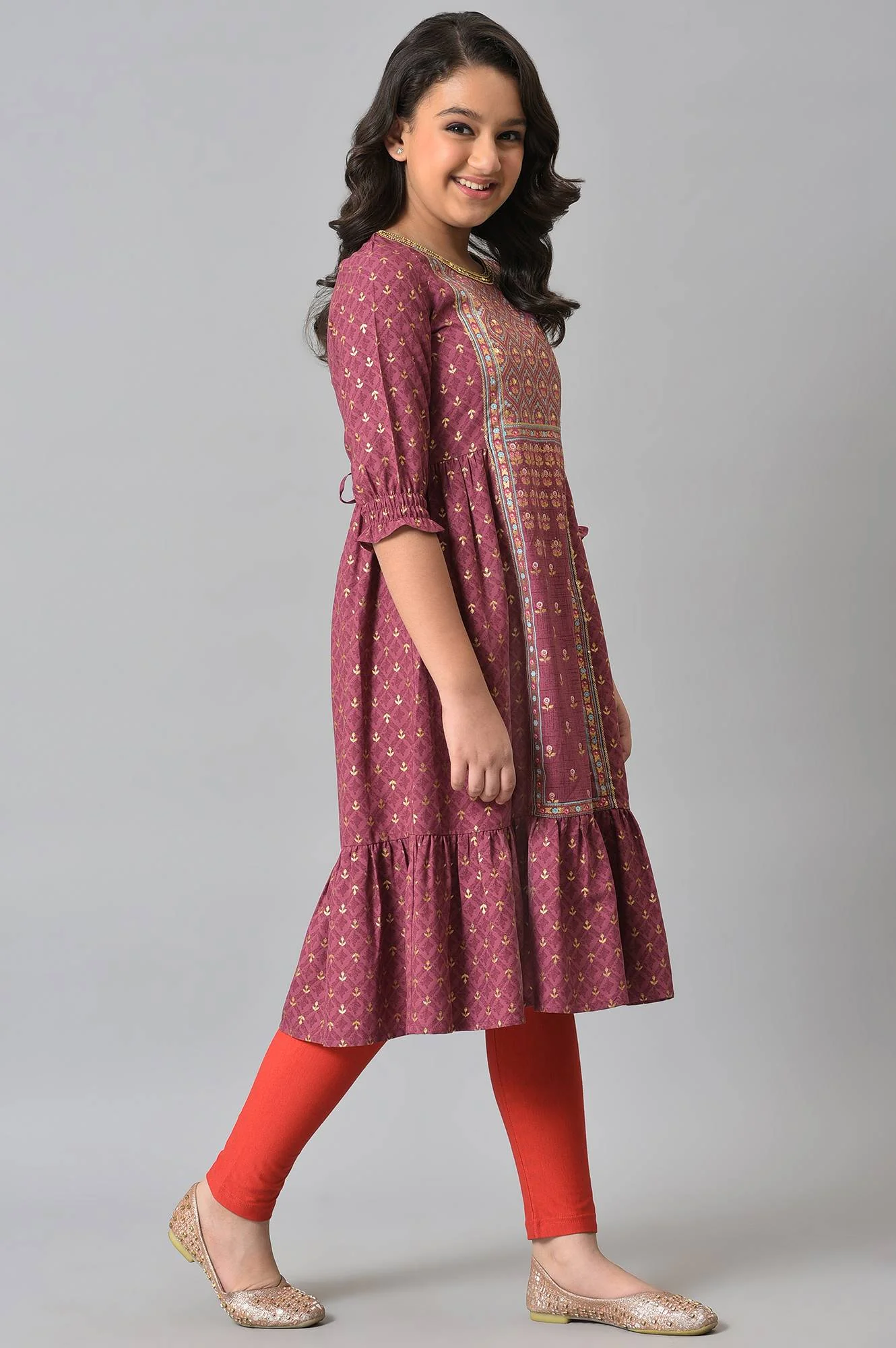 Aurelia Girls Maroon Dress- - Image 4