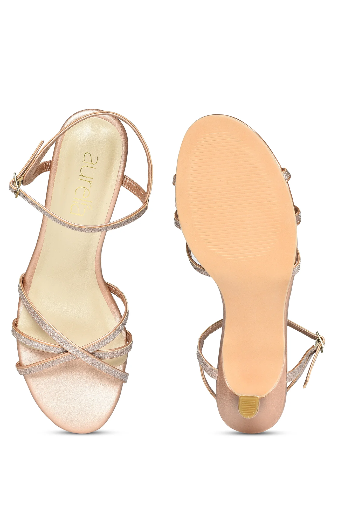 Aurelia Glitter Gold Glitter Round Toe Kitten - Image 5
