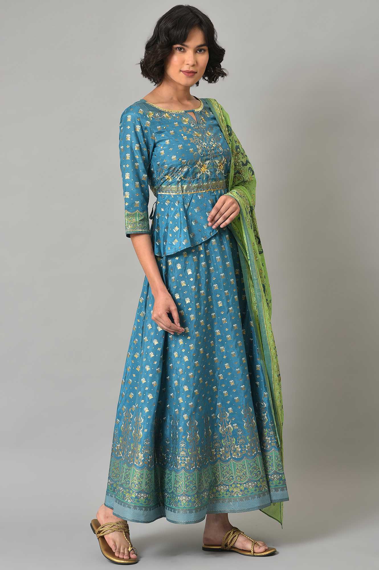 Aurelia Ocean Death kurta Flared Skirt Dupatta - Image 4