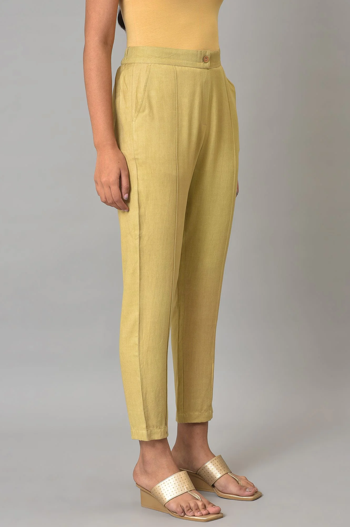 Beige Straight Fit Trouser Pants - Image 4