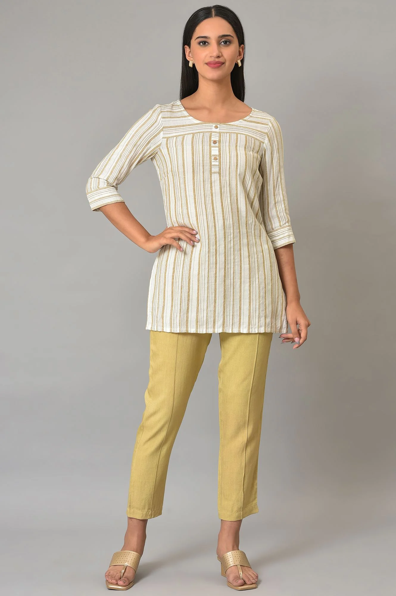 Beige Straight Fit Trouser Pants - Image 5