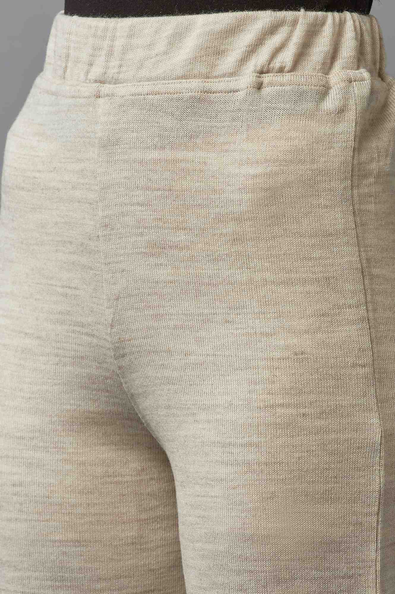 Beige Pointelle Skinny Fit Acrylic Tights With Elasticated Waist - Image 6