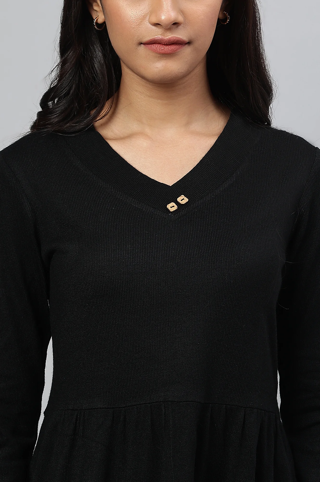 Black Acrylic Plus Size Winter Dress - Image 8