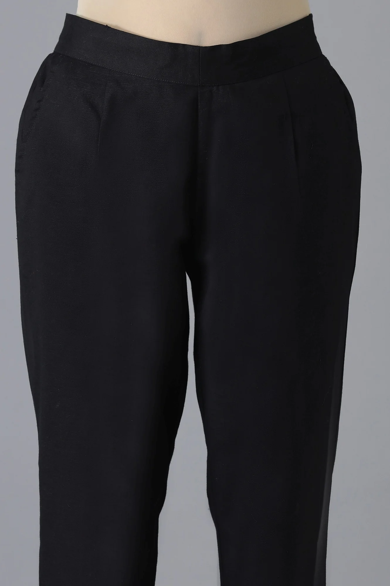 Black Cotton Flax Women Trousers - Image 6
