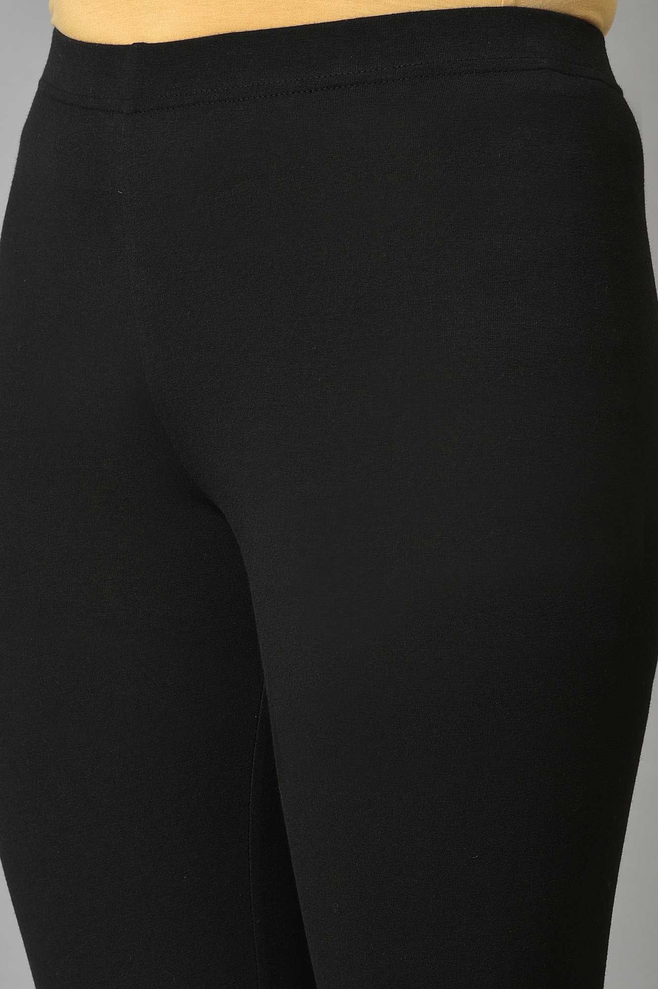 Black Cotton Lycra Plus Size Tights - Image 7