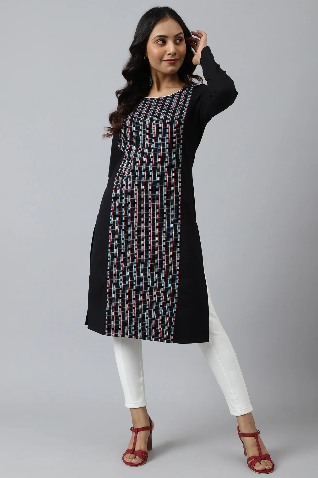Black Dobby Winter kurta - Image 5