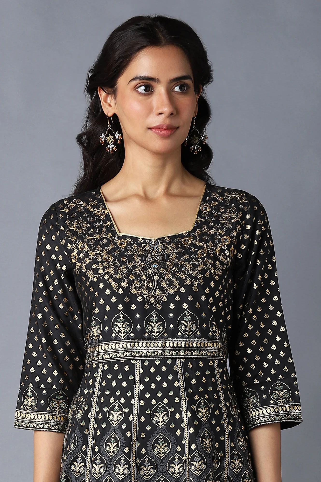 Black Floral Printed Dress - Image 5