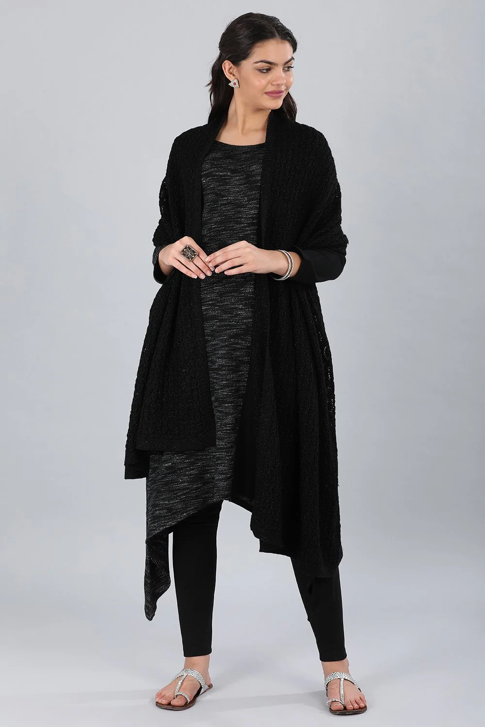 Black Round Neck Basic Winter kurta - Image 6