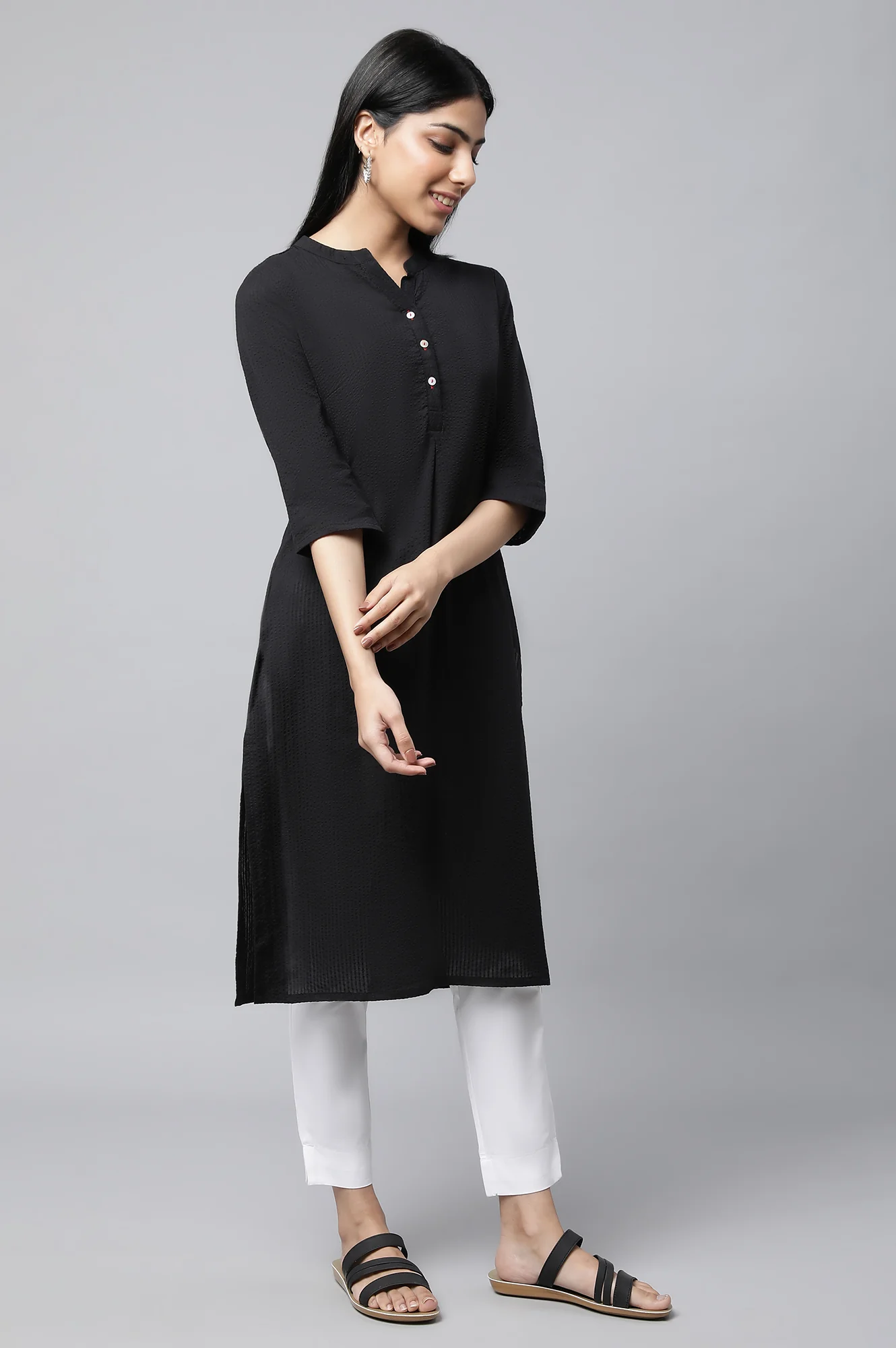 Black Sheer Sucker Summer Basic kurta - Image 5