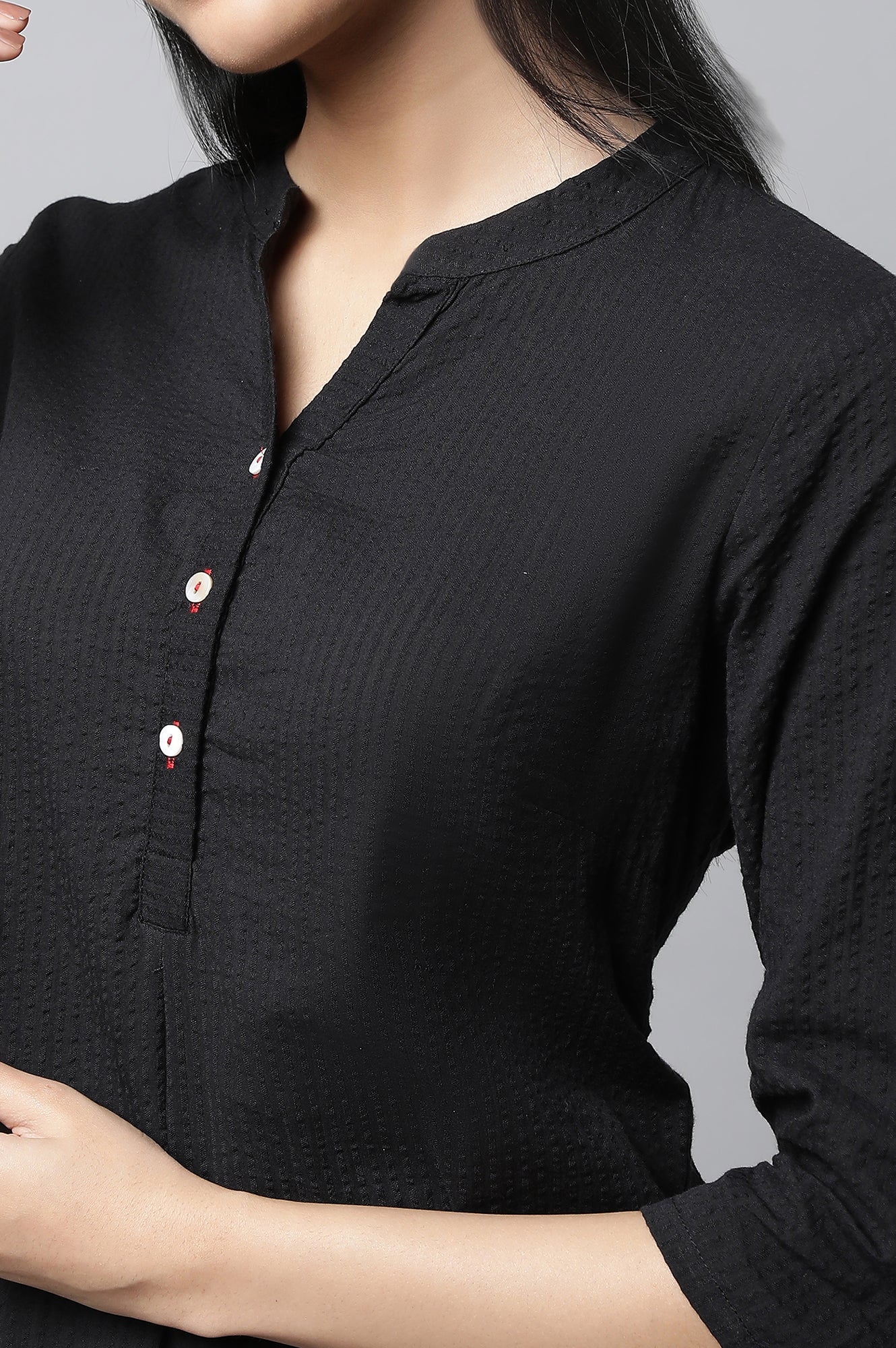 Black Sheer Sucker Summer Basic kurta - Image 7