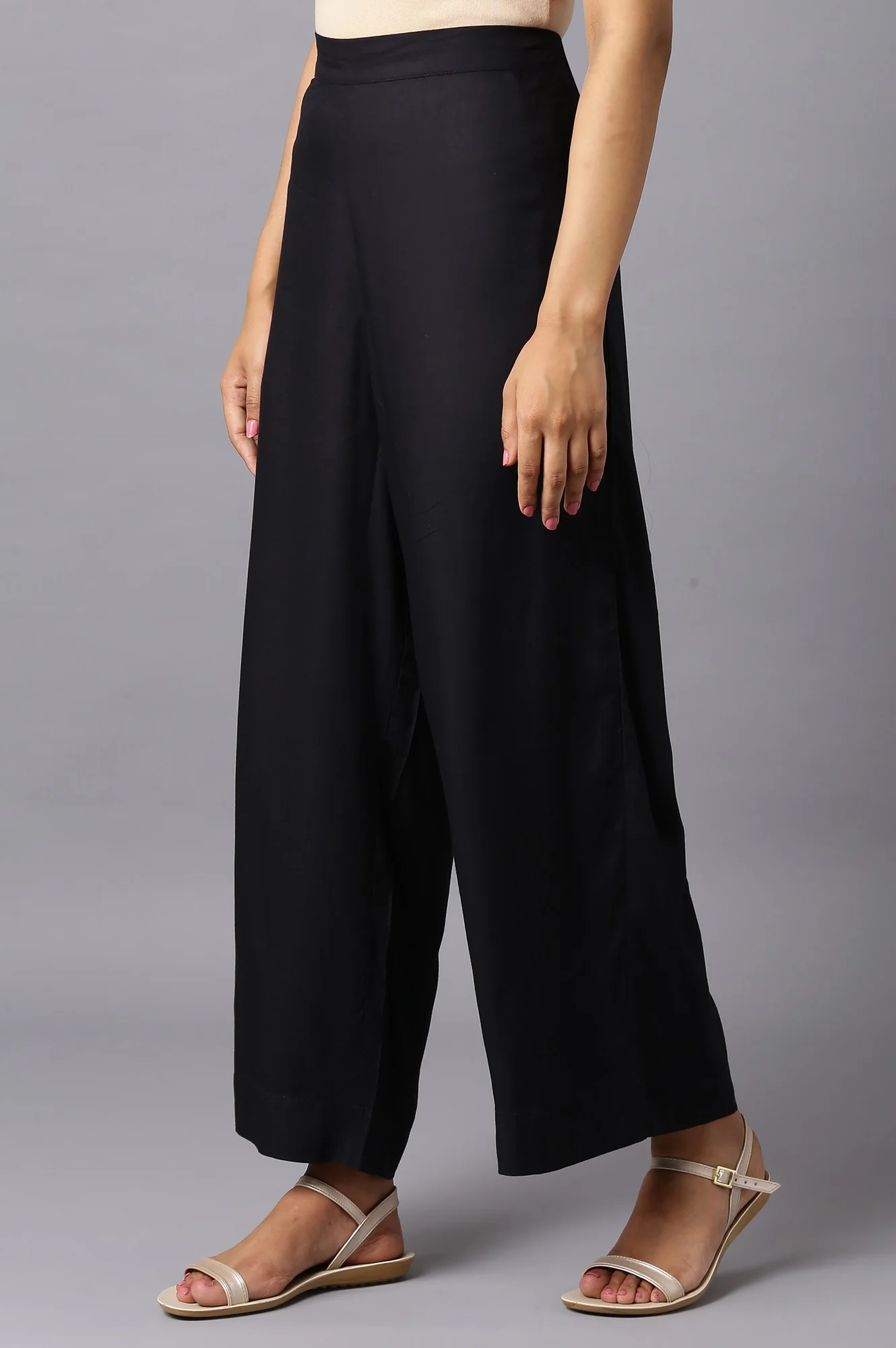 Black Solid Palazzo - Image 3