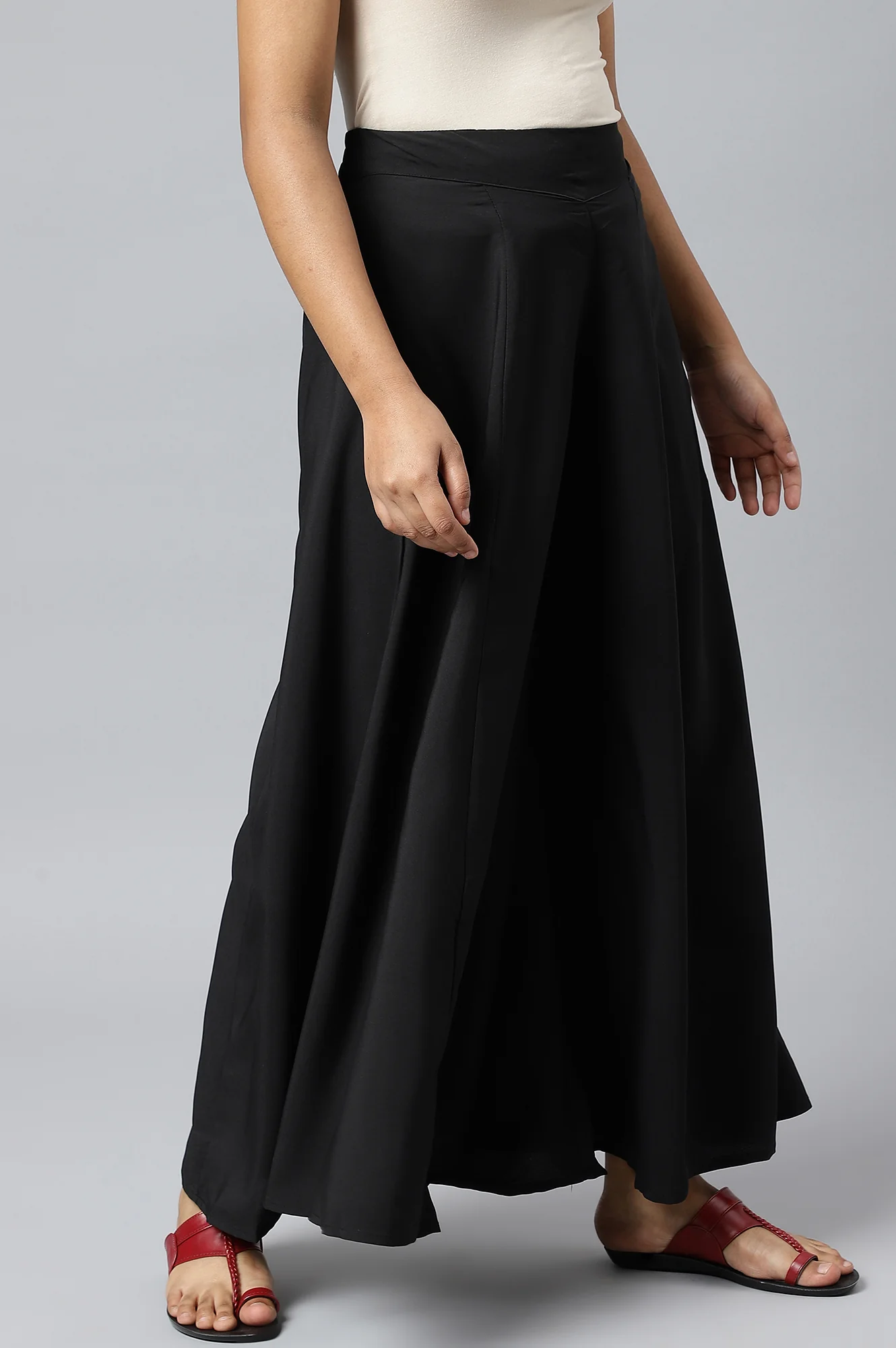 Black Solid Palazzo - Image 4