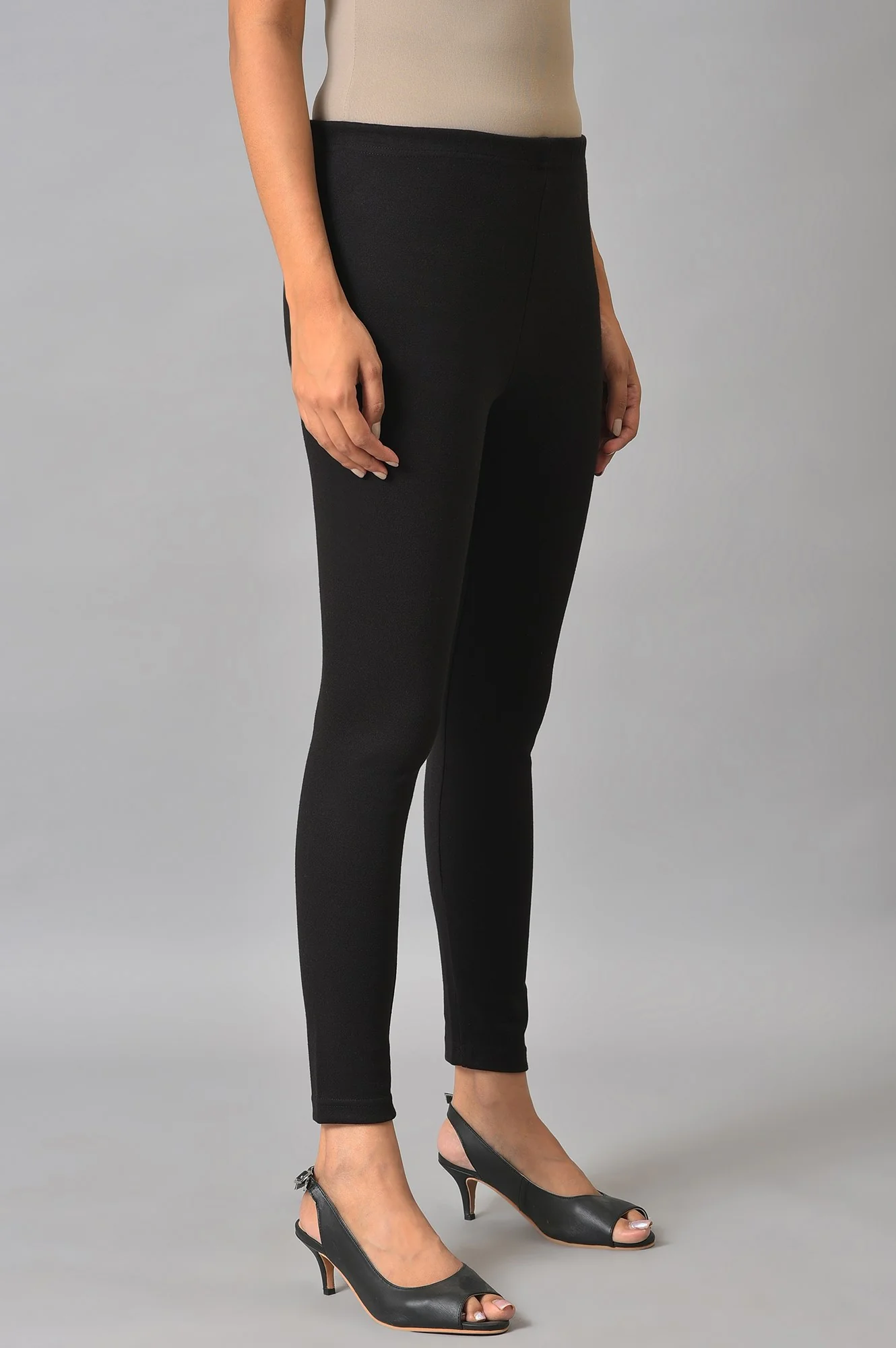 Black Stretchable Interlock Women Tights - Image 4