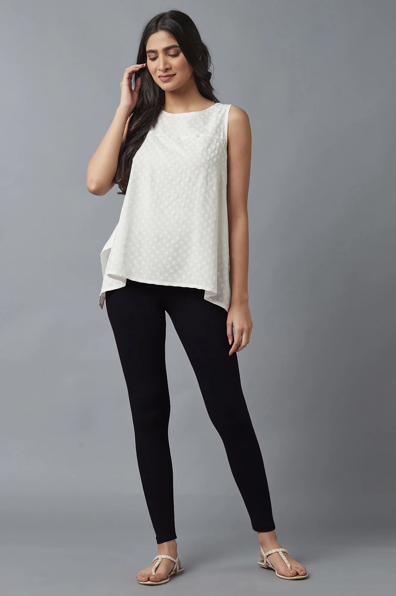 Black Solid Skinny Fit Tights With Elasticated Waist - Image 5