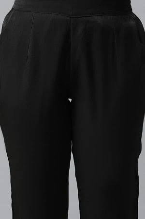 Black Yarn Dyed Shiny Narrow Palazzo - Image 6