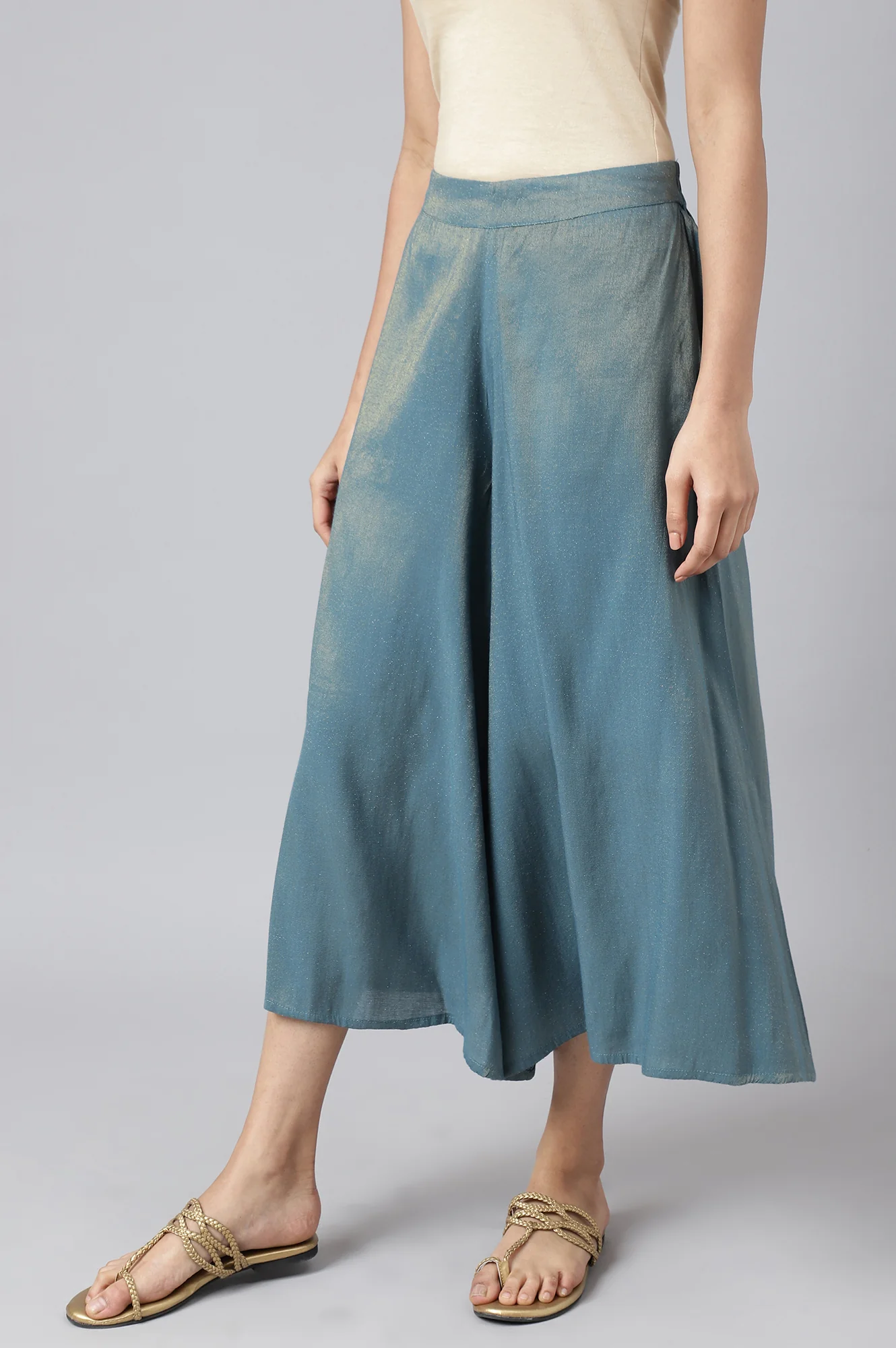 Blue Ankle Length Festive Culottes - Image 2