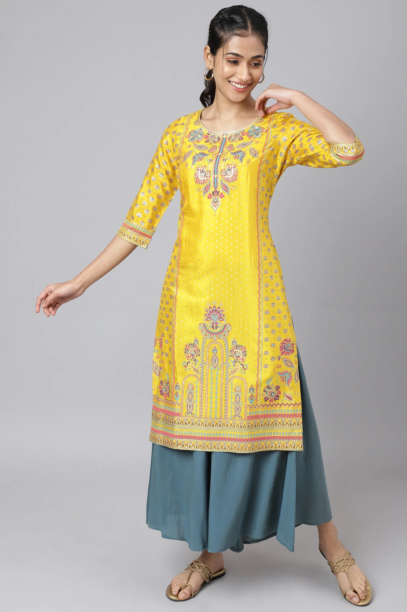 Blue Ankle Length Festive Culottes - Image 5