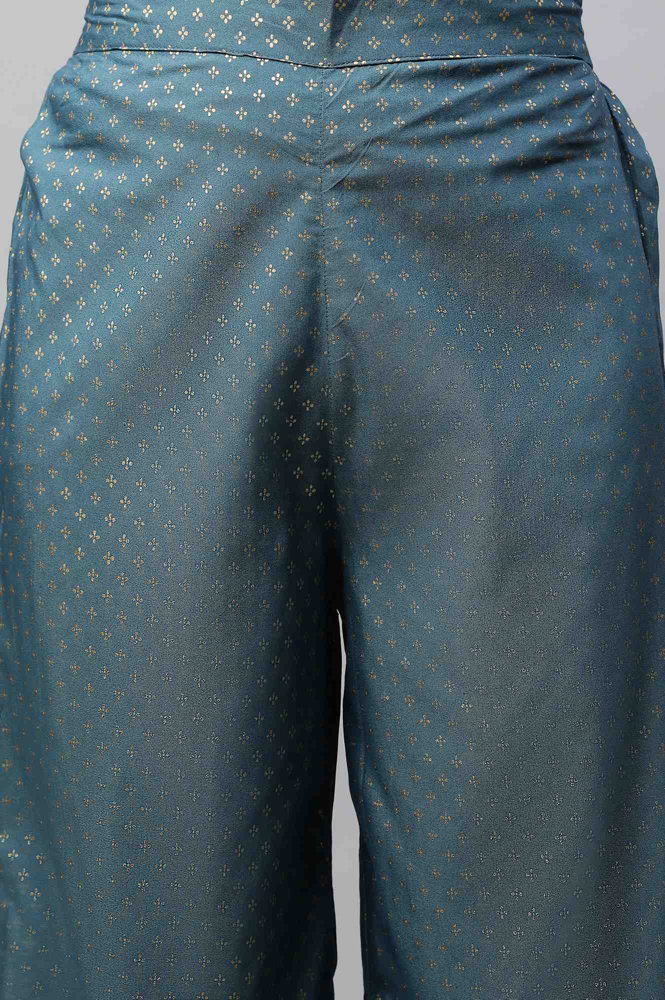 Blue Ankle Length Solid Liva Palazzo - Image 7