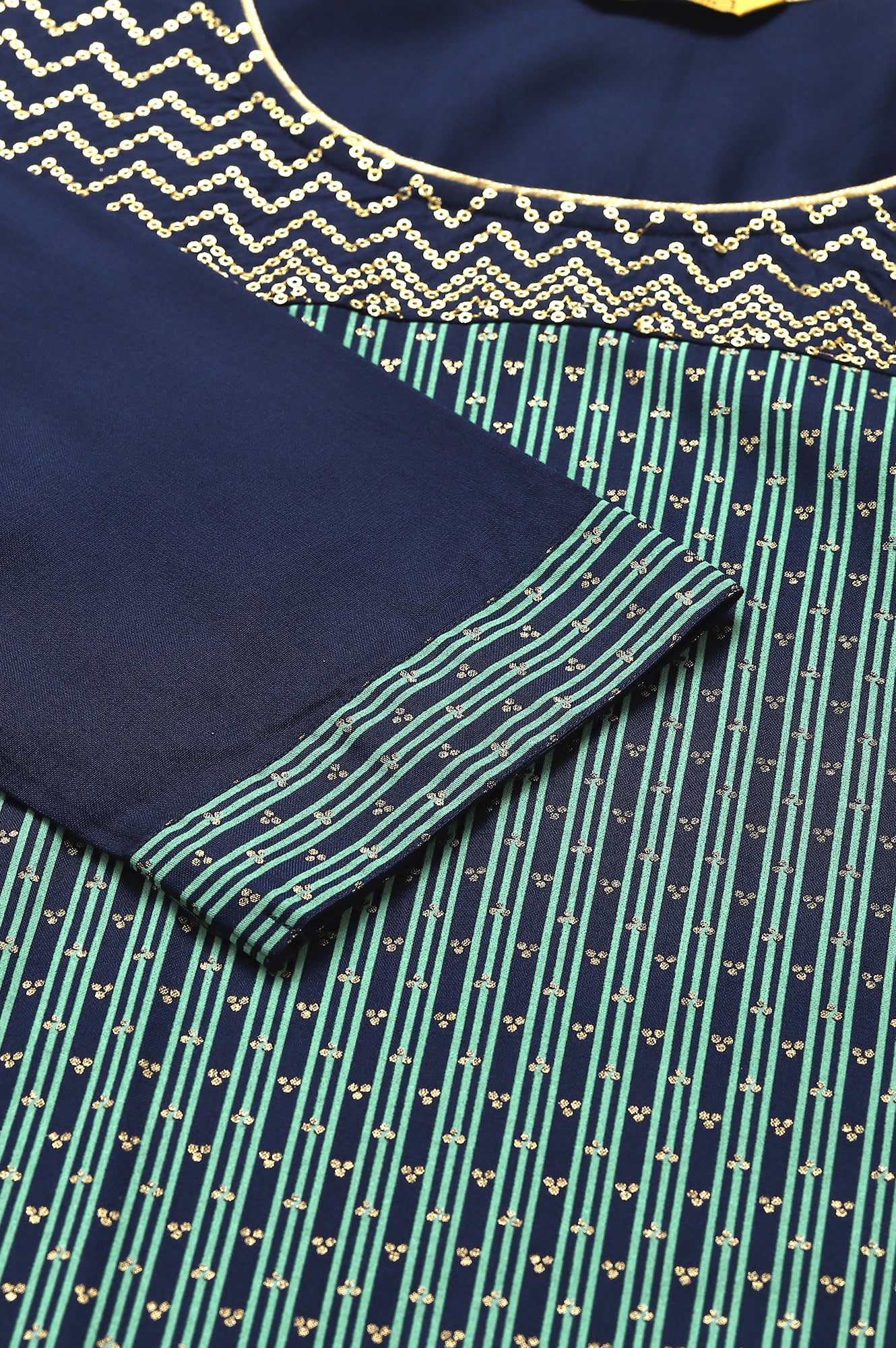 Blue Colour Block Aurelia kurta - Image 7