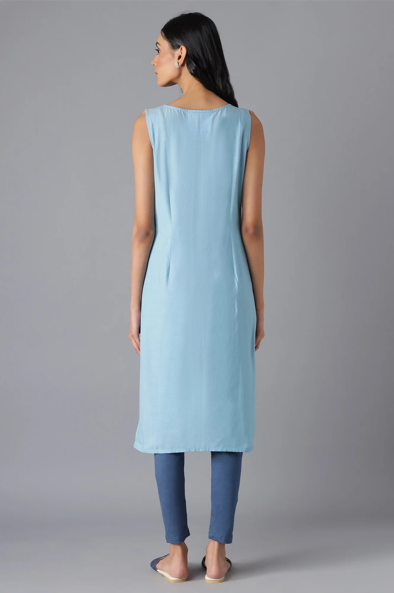 Blue Cotton Printed kurta - Image 2