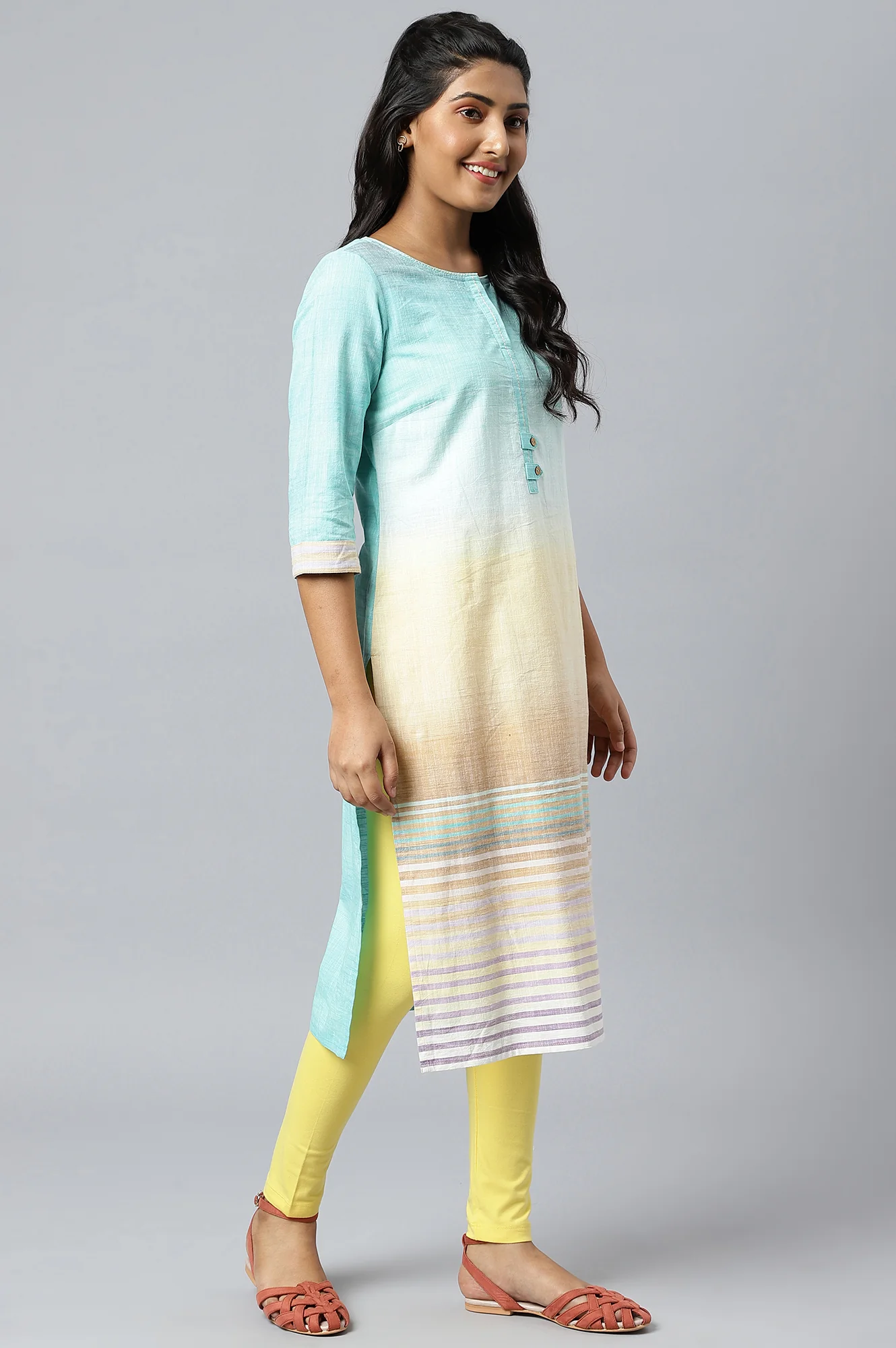 Blue Cotton Textured Ethnic kurta - Image 6