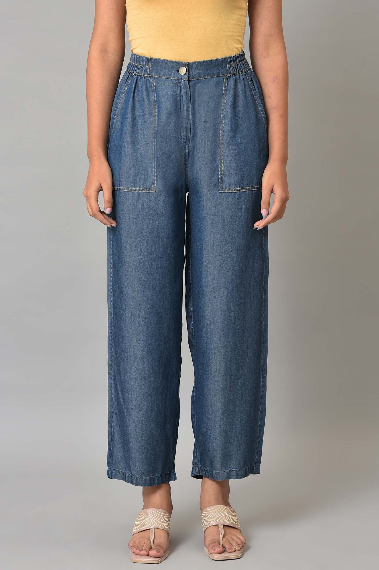 Blue Denim Narrow Pants - Image 2