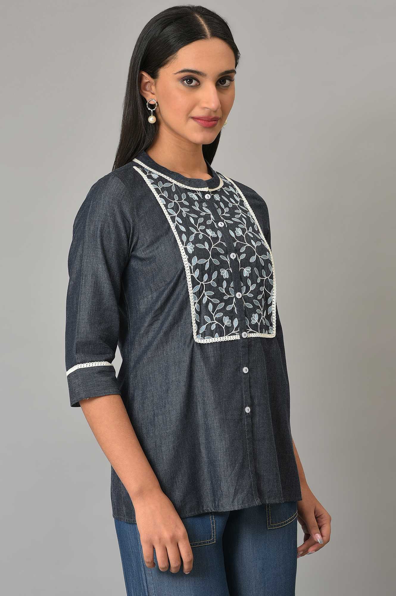Blue Dori Embroidered kurta - Image 4