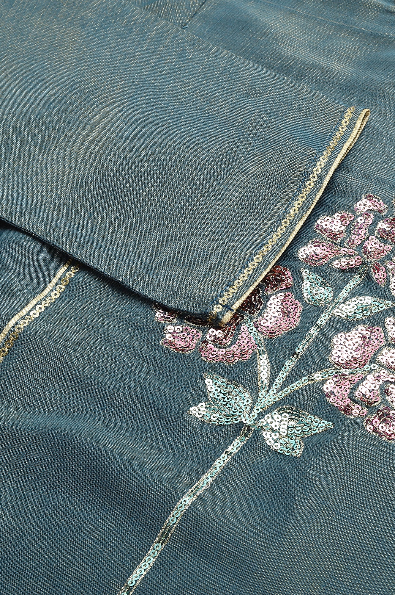 Blue Dual Tone Zari Embroidered kurta - Image 7