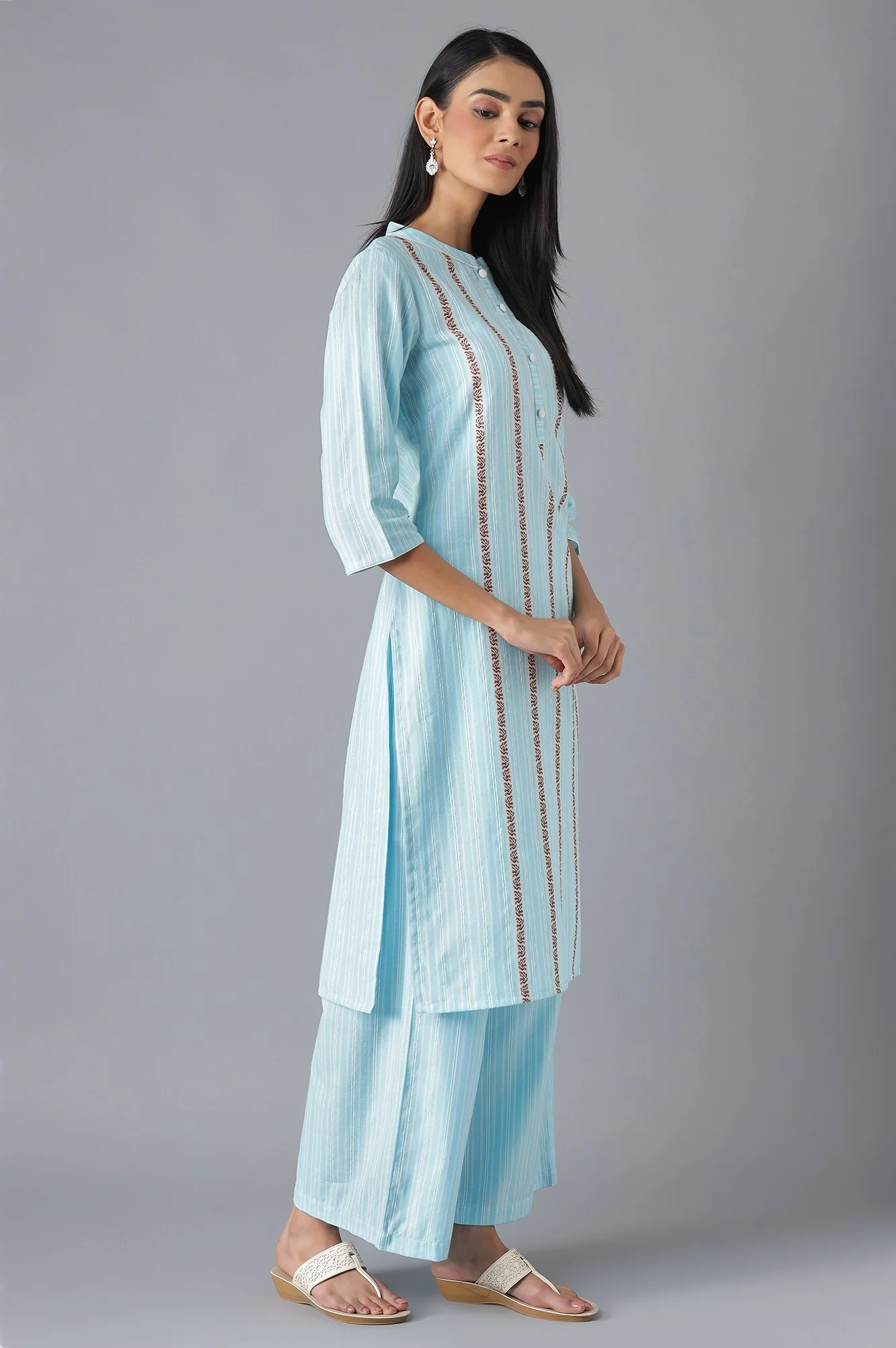 Blue Ethnic Festive kurta and Palazzo Set - Image 4