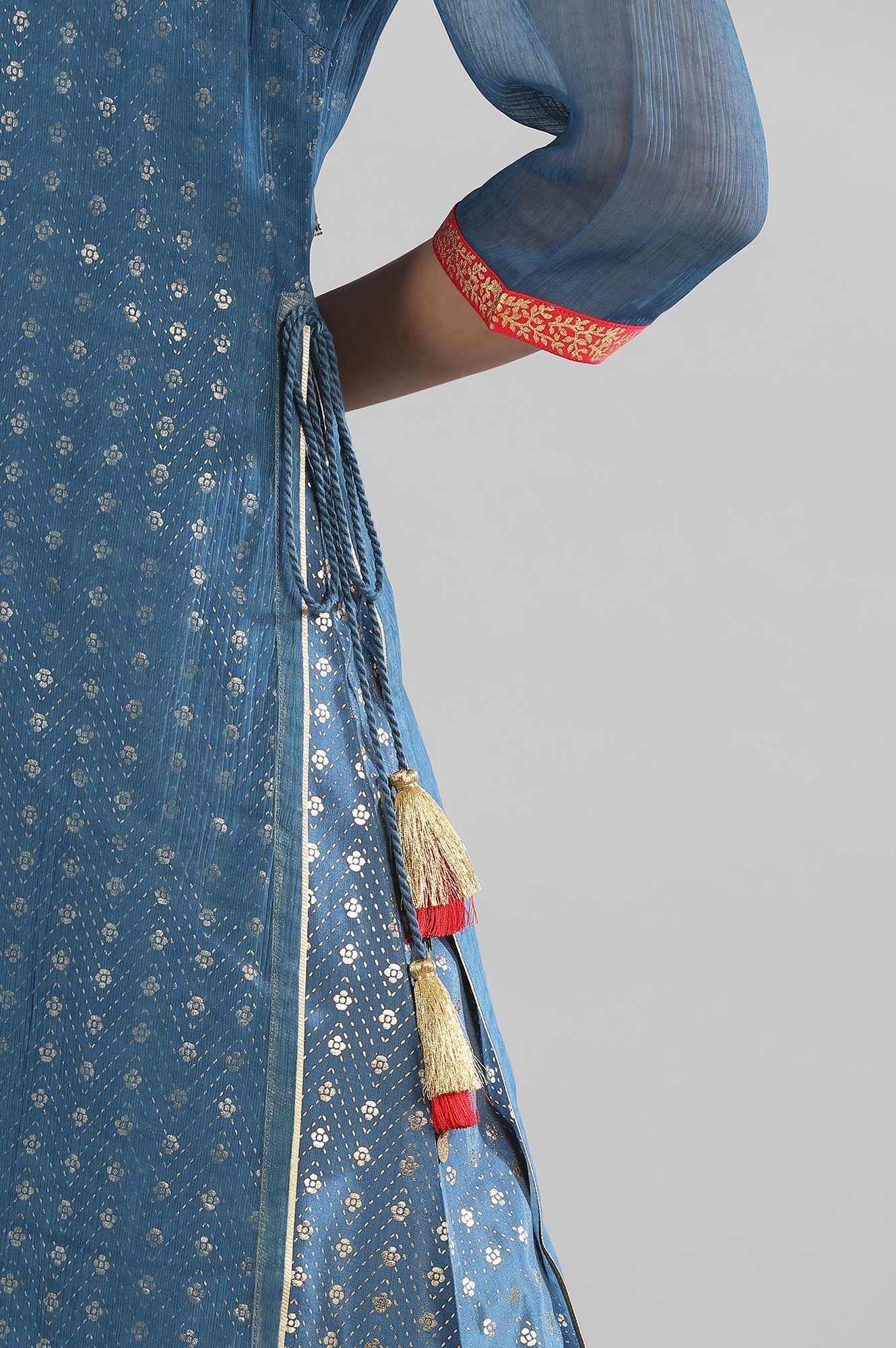 Blue Festive kurta Skirt Set - Image 7