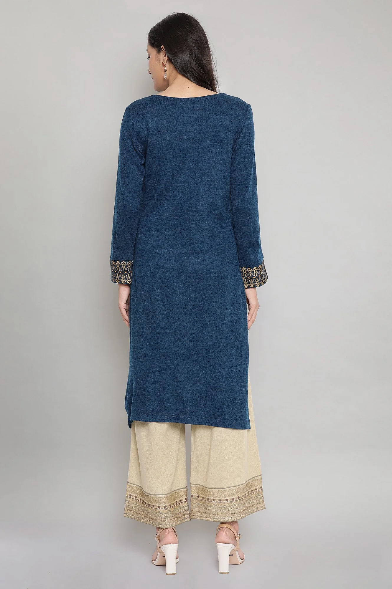 Blue Festive Winter kurta - Image 2