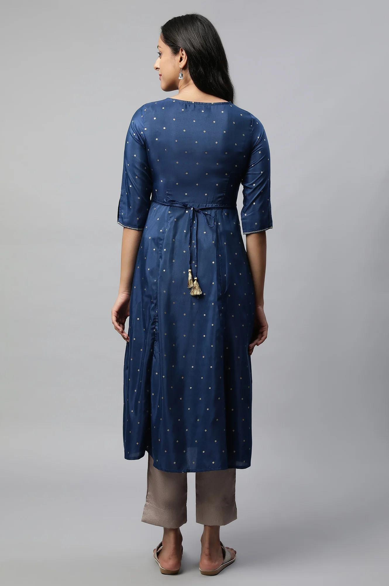 Blue Flared Embroidered kurta - Image 2