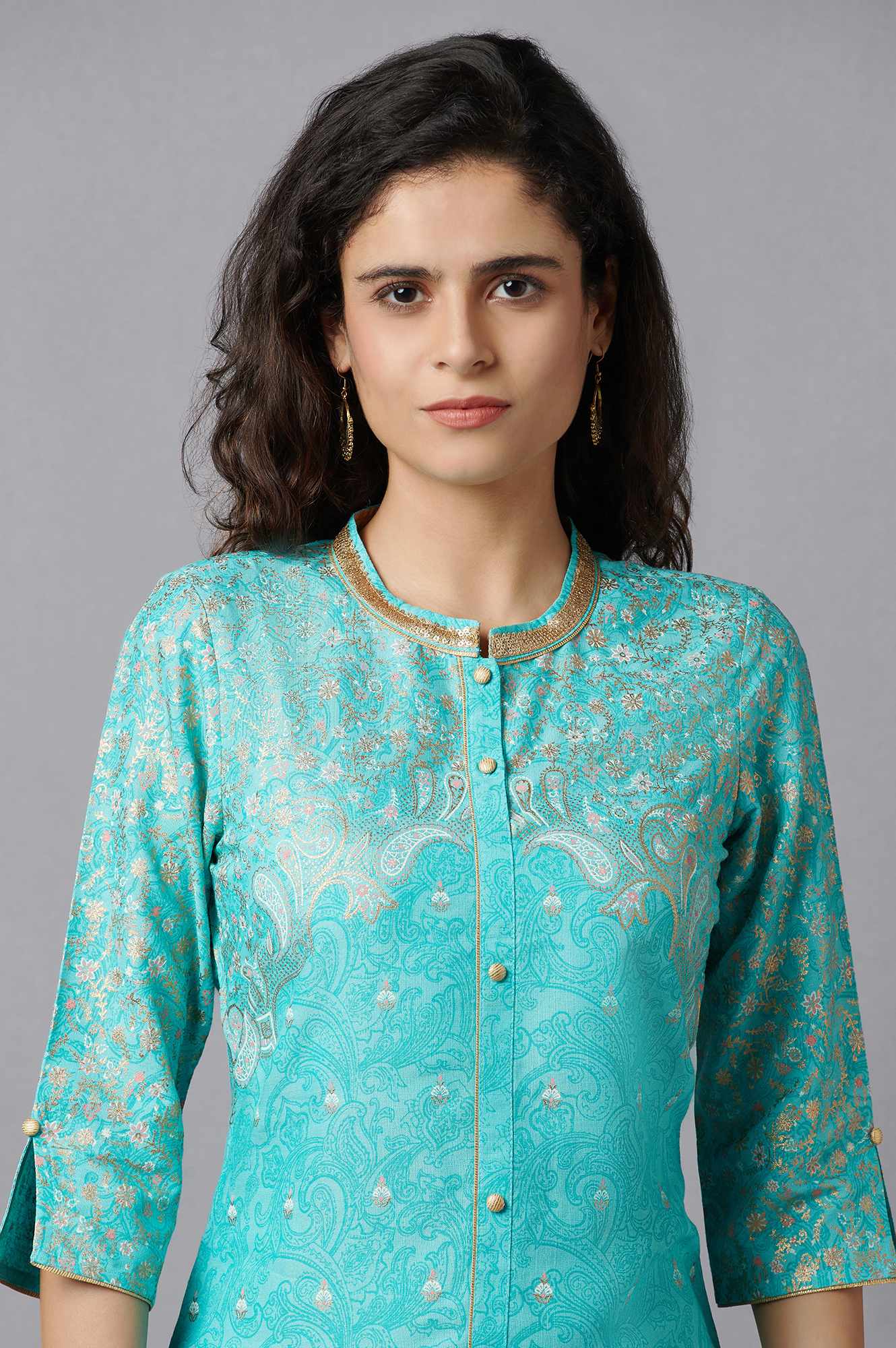 Blue Floral Printed kurta - Image 6