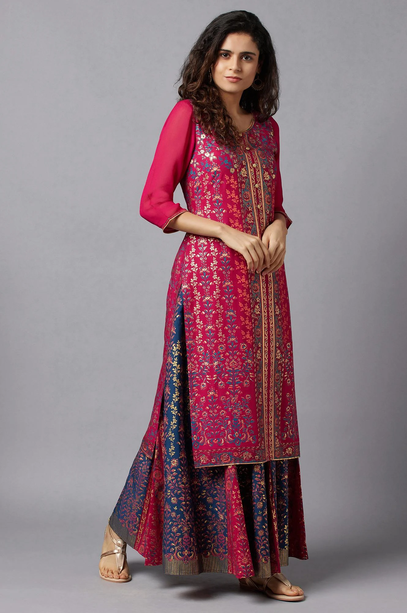 Blue Floral Printed Skirt - Image 6