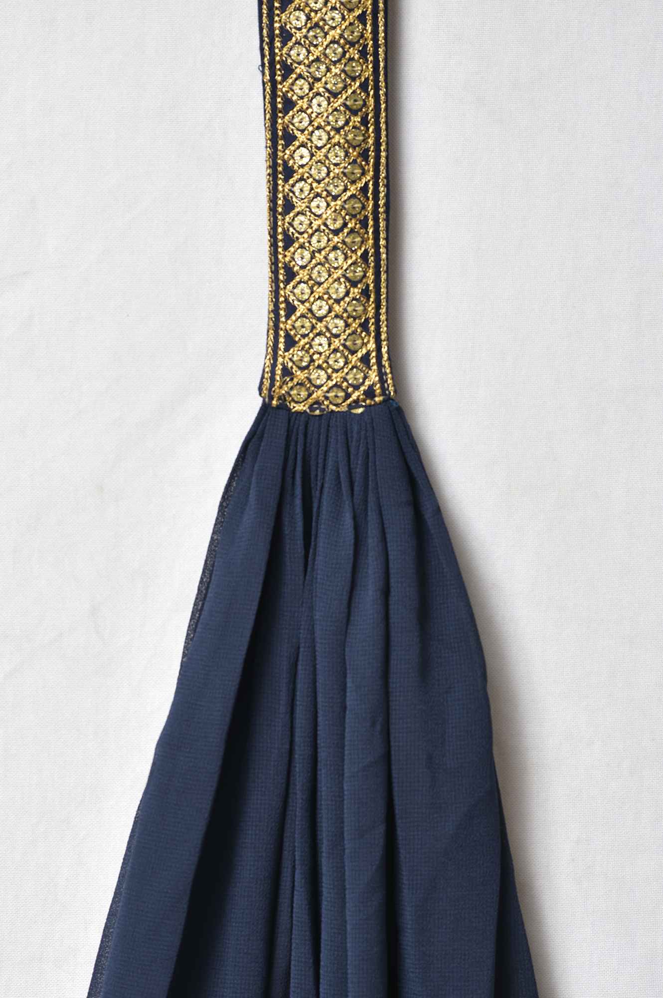Blue Floral Printed with Zari Embroidery LIVA Dress and Dupatta - Image 8