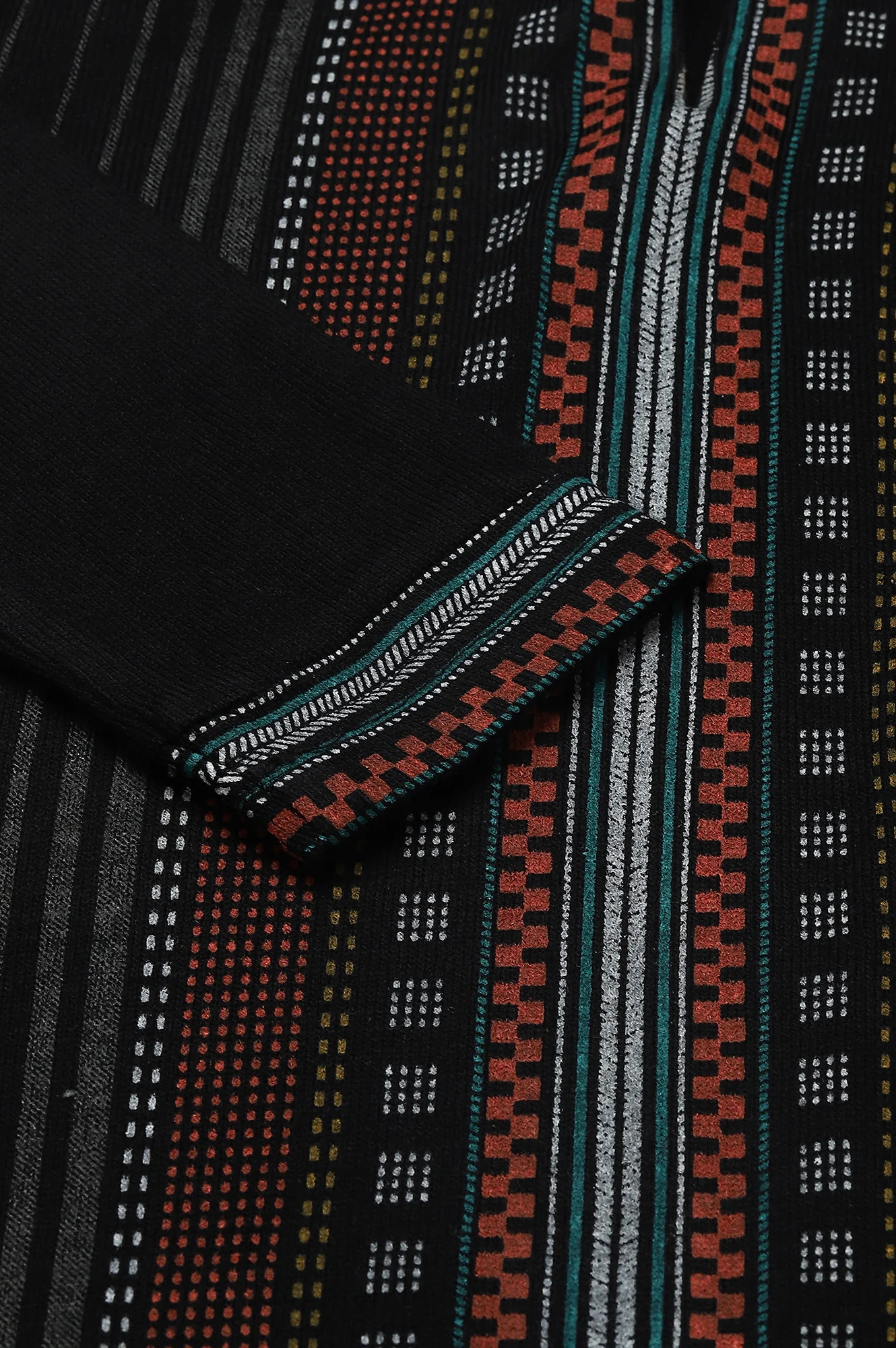 Yellow Placement Print kurta with Embroidery - Image 7