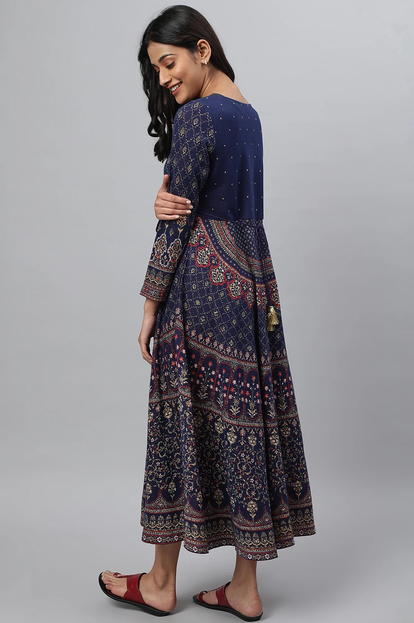 Blue Light Festive A-line Winter Dress - Image 4