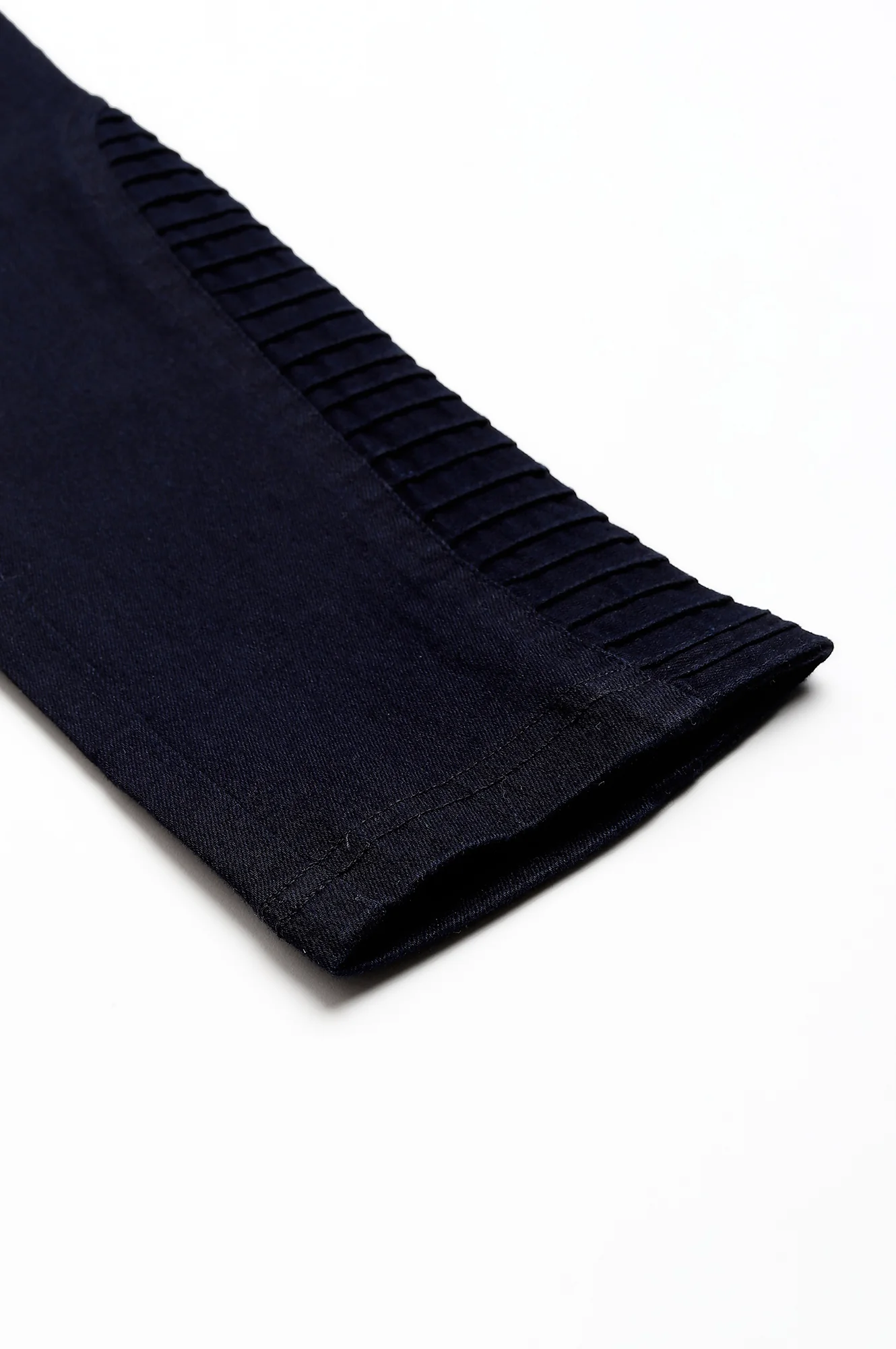 Navy Blue Solid Skinny Fit Denim Jeggings With Pintucks - Image 7