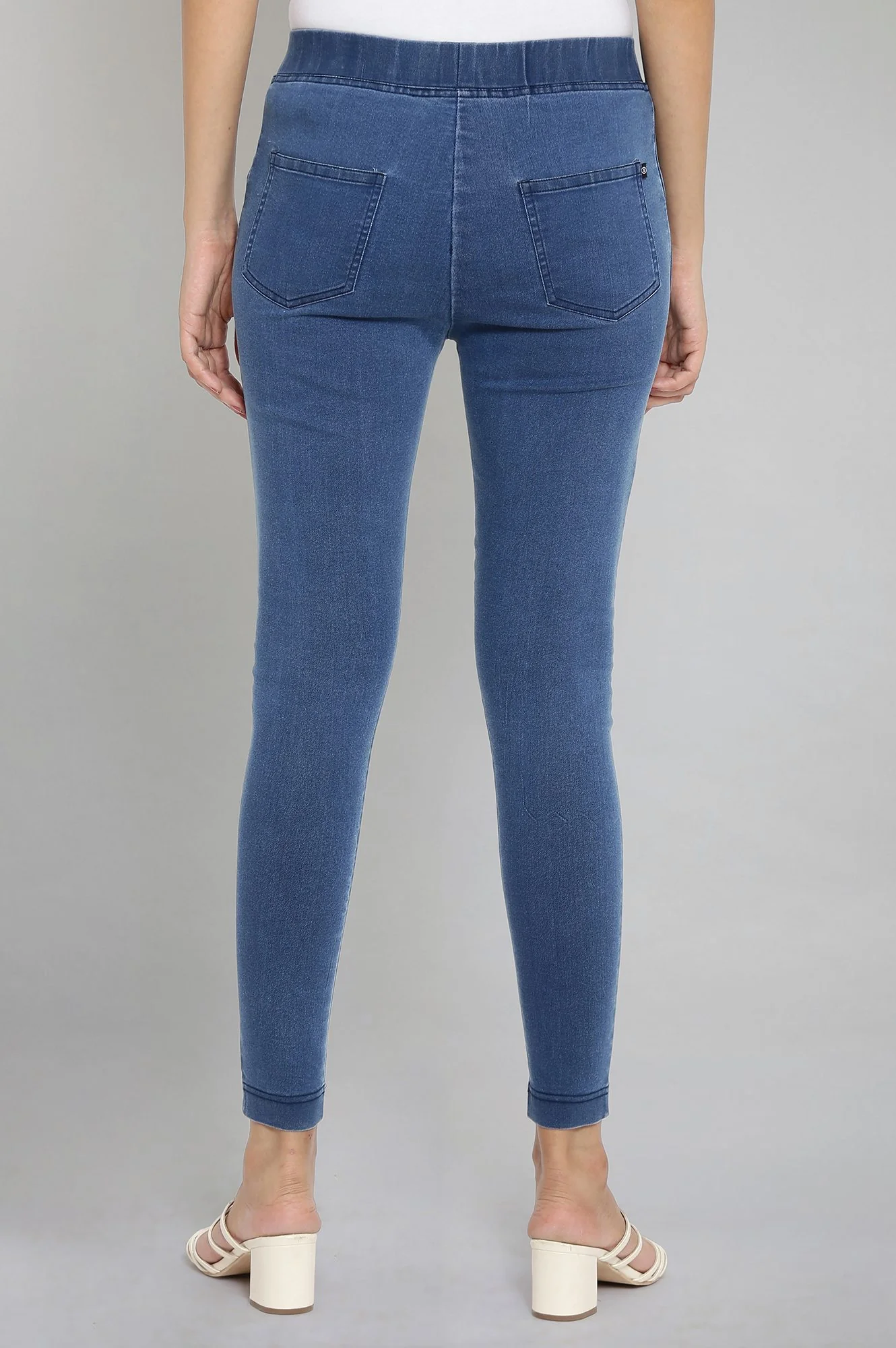 Light Blue Pintucks Jegging - Image 2