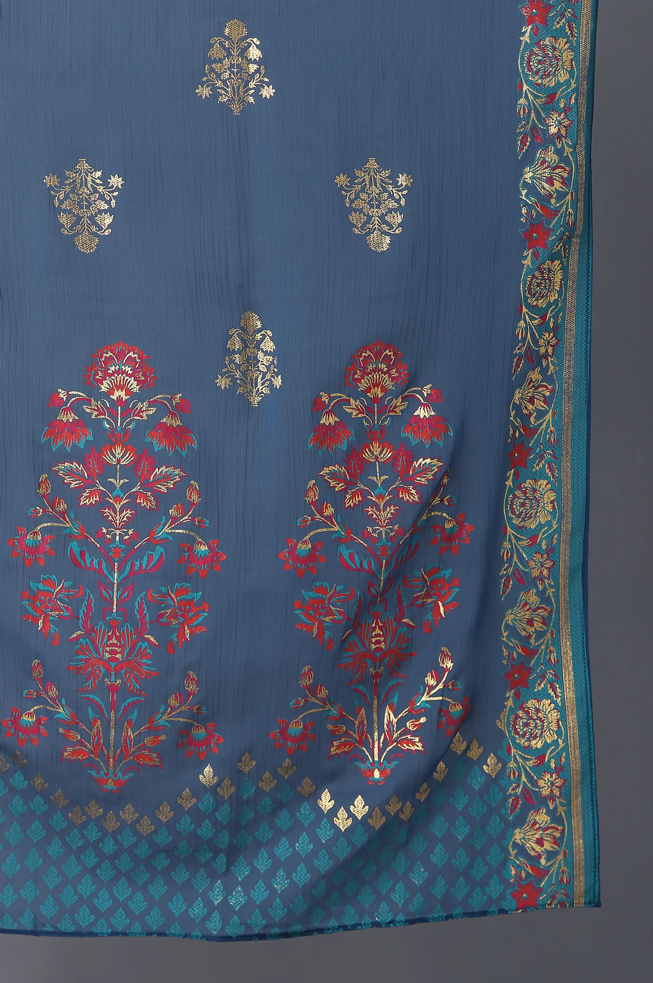 Blue Printed Chiffon kurta - Image 4