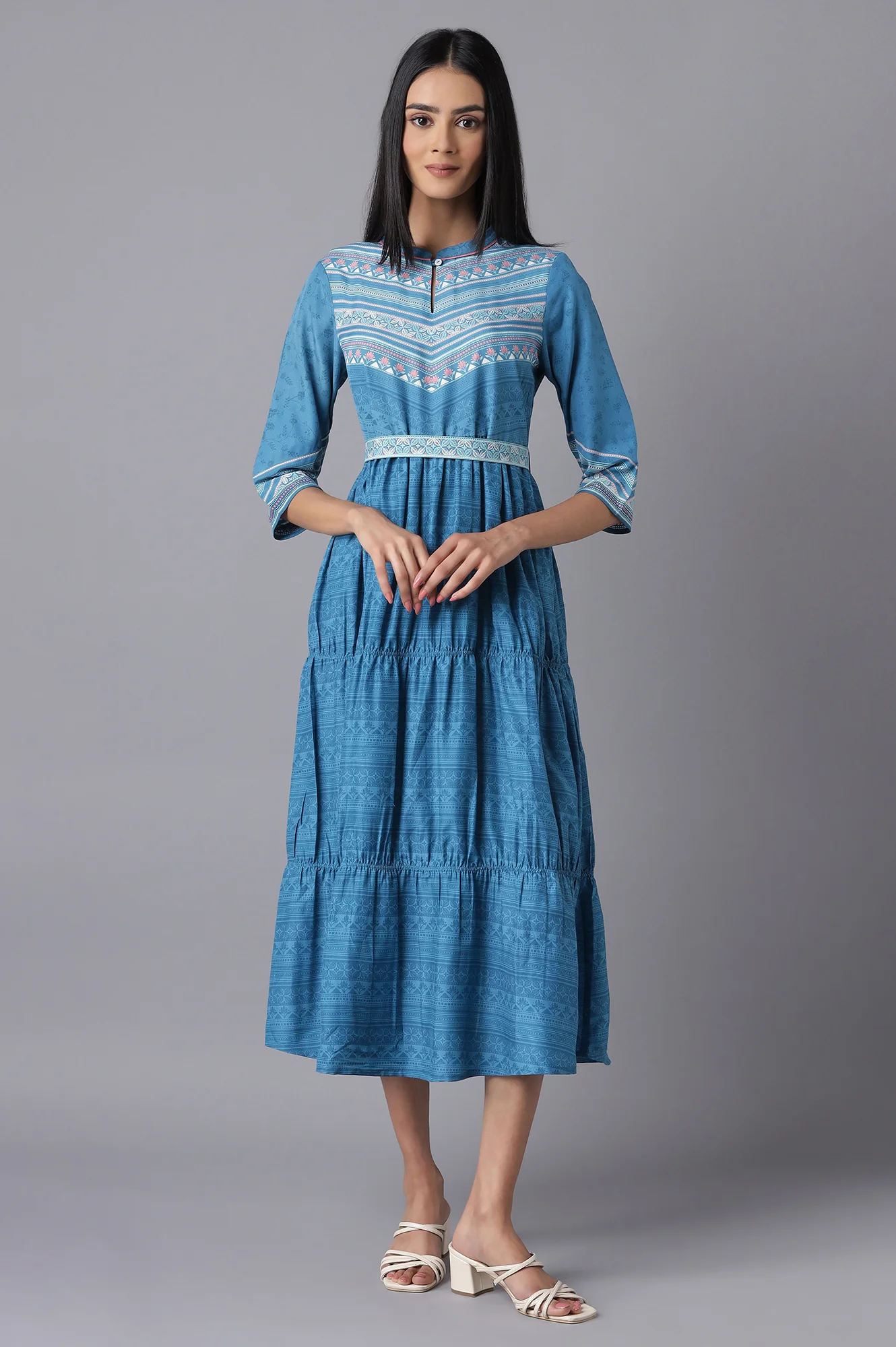 Blue Printed Dress