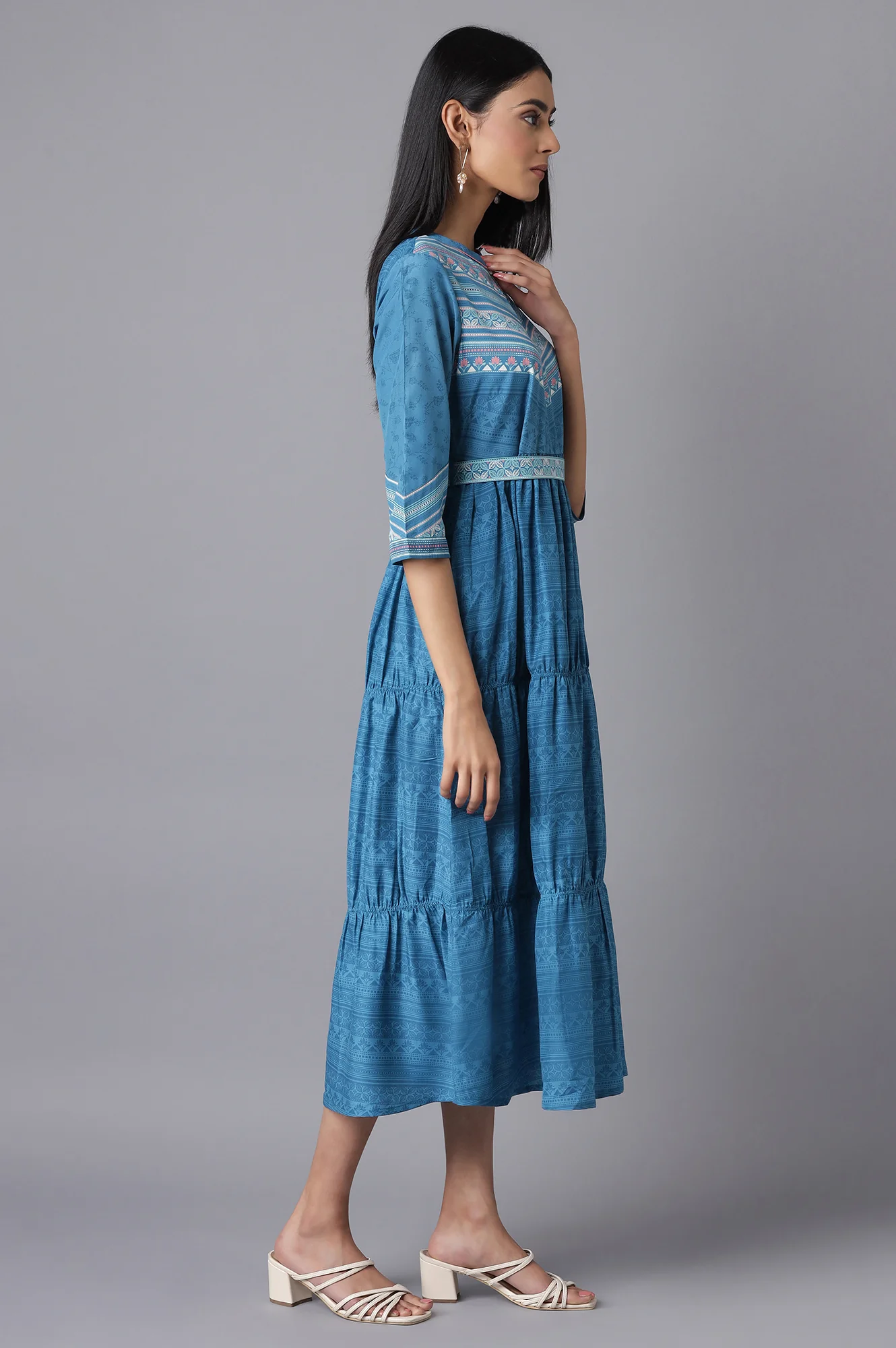 Blue Printed Dress - Image 4