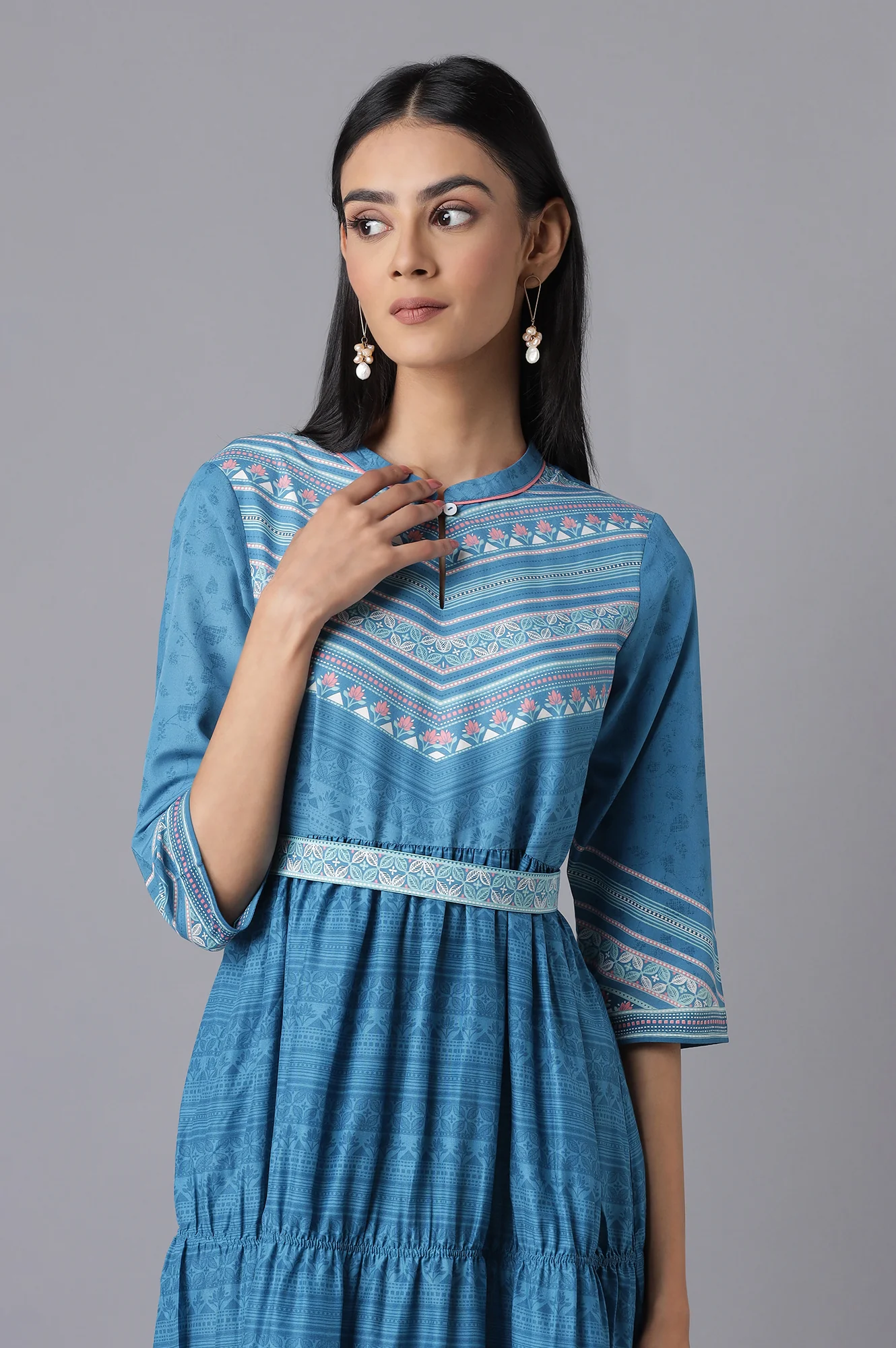 Blue Printed Dress - Image 5